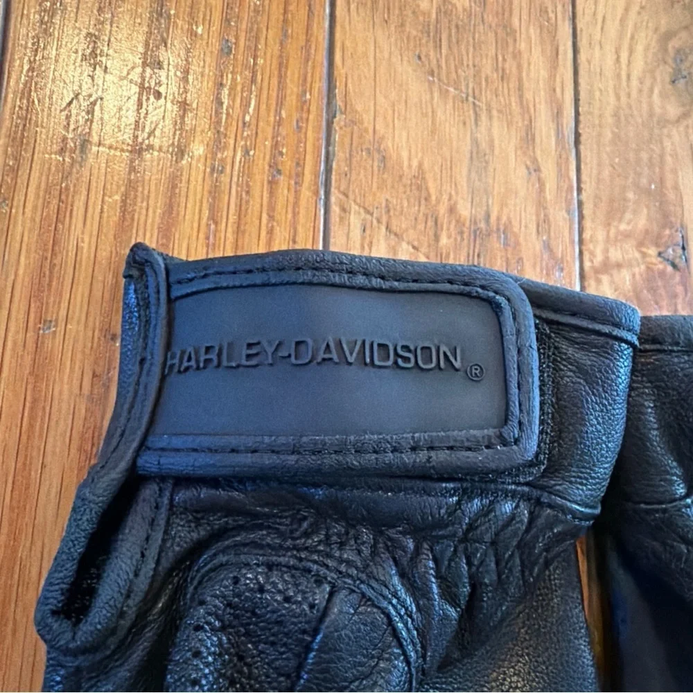 Harley Davidson Black Leather Riding Gloves Classic Logo Women’s Size Small